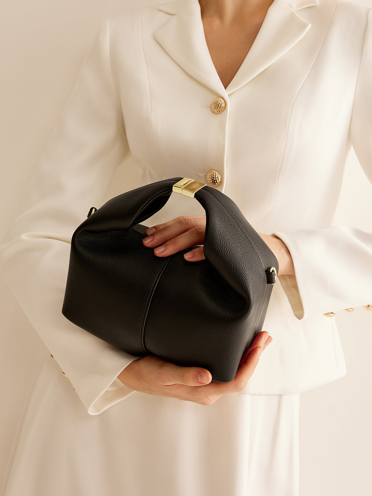 Dames Handtas Zwart Één Maat Polyurethaan met Metalen Detail