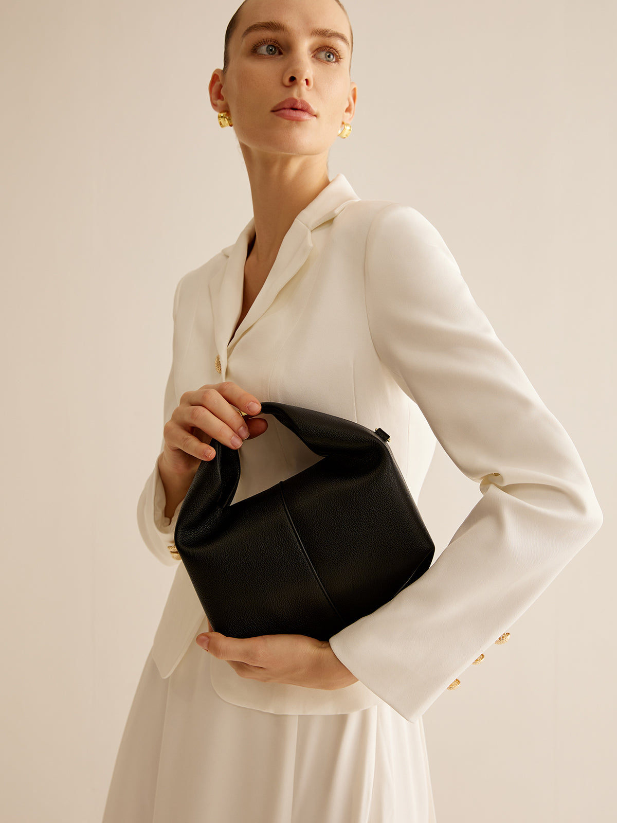 Dames Handtas Zwart Één Maat Polyurethaan met Metalen Detail