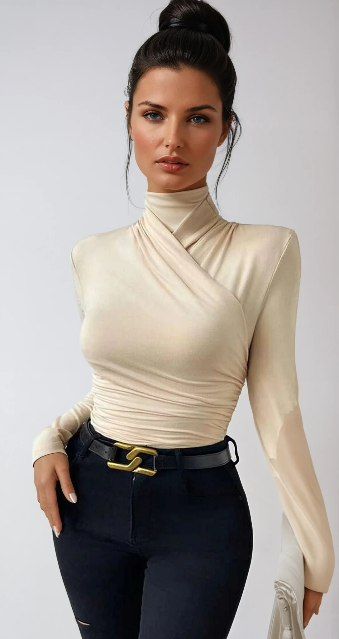 ChicLayer Draped Crossover Top | Stijlvol langarm ontwerp voor moeiteloze elegantie