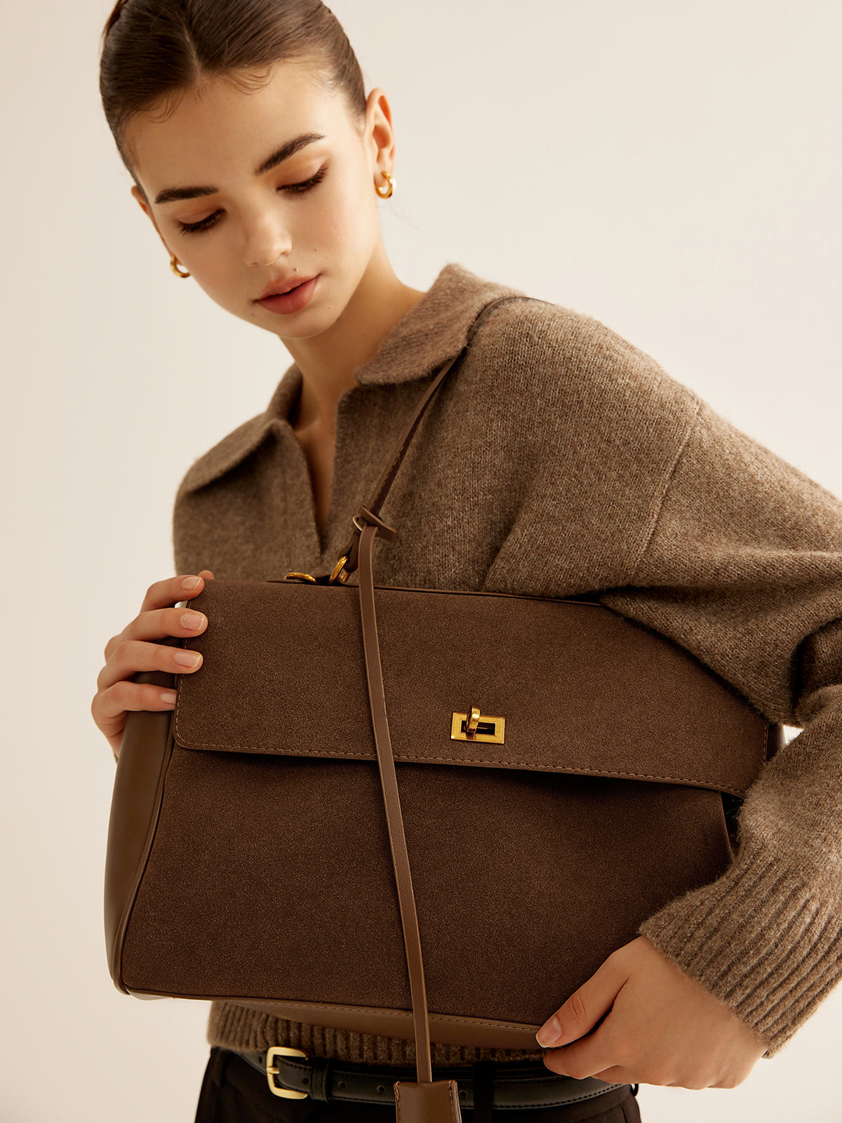 Dames Schoudertas Zwart Groot Polyurethaan