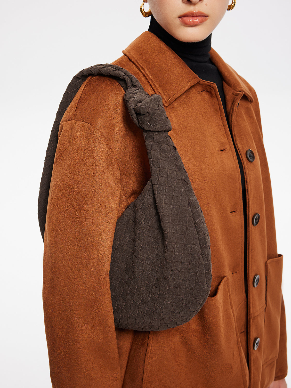 Dames Suède Handtas Bruin Één Maat Polyurethaan