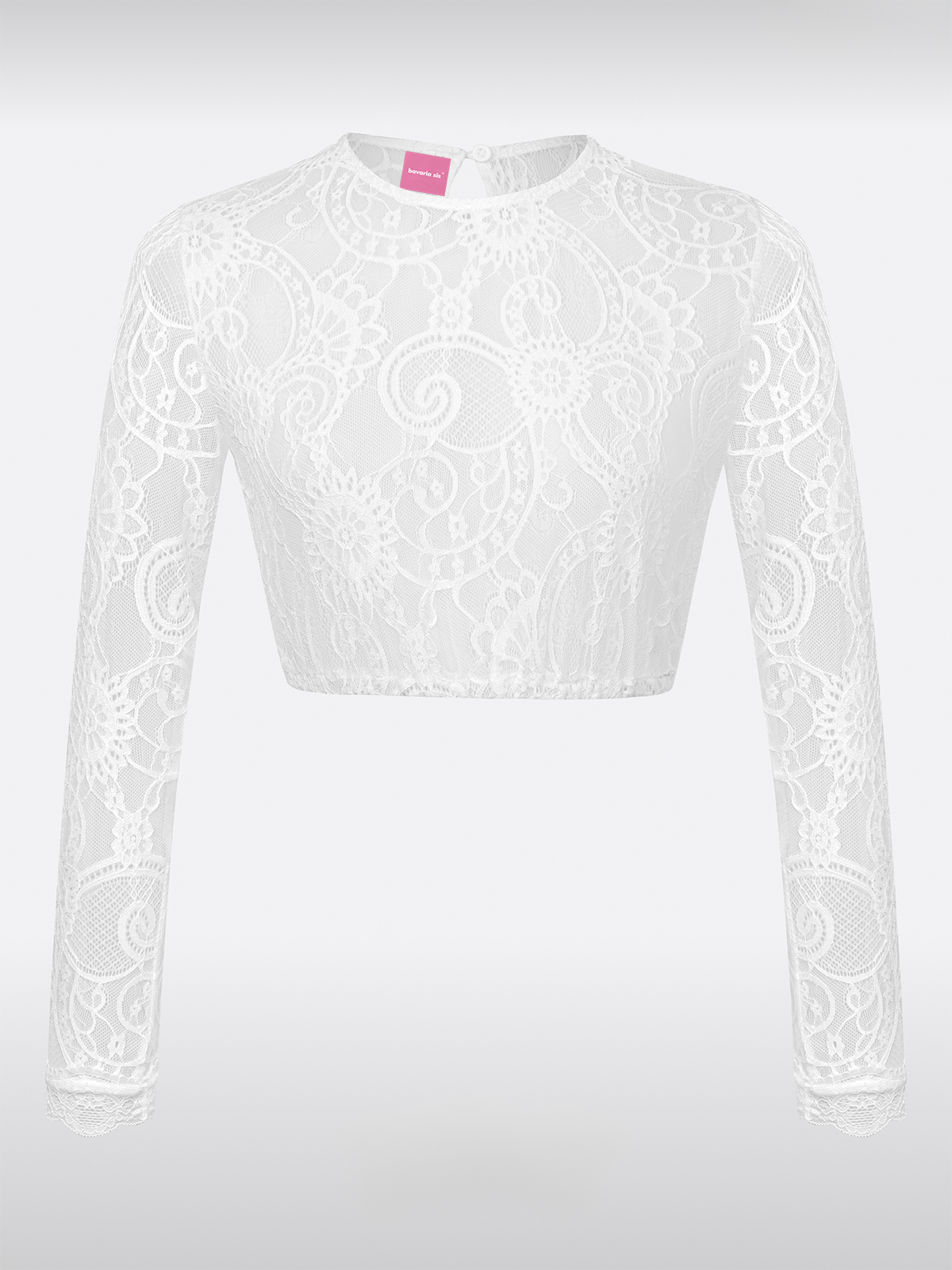 Witte Lange Mouw Ronde Hals Dirndlblouse