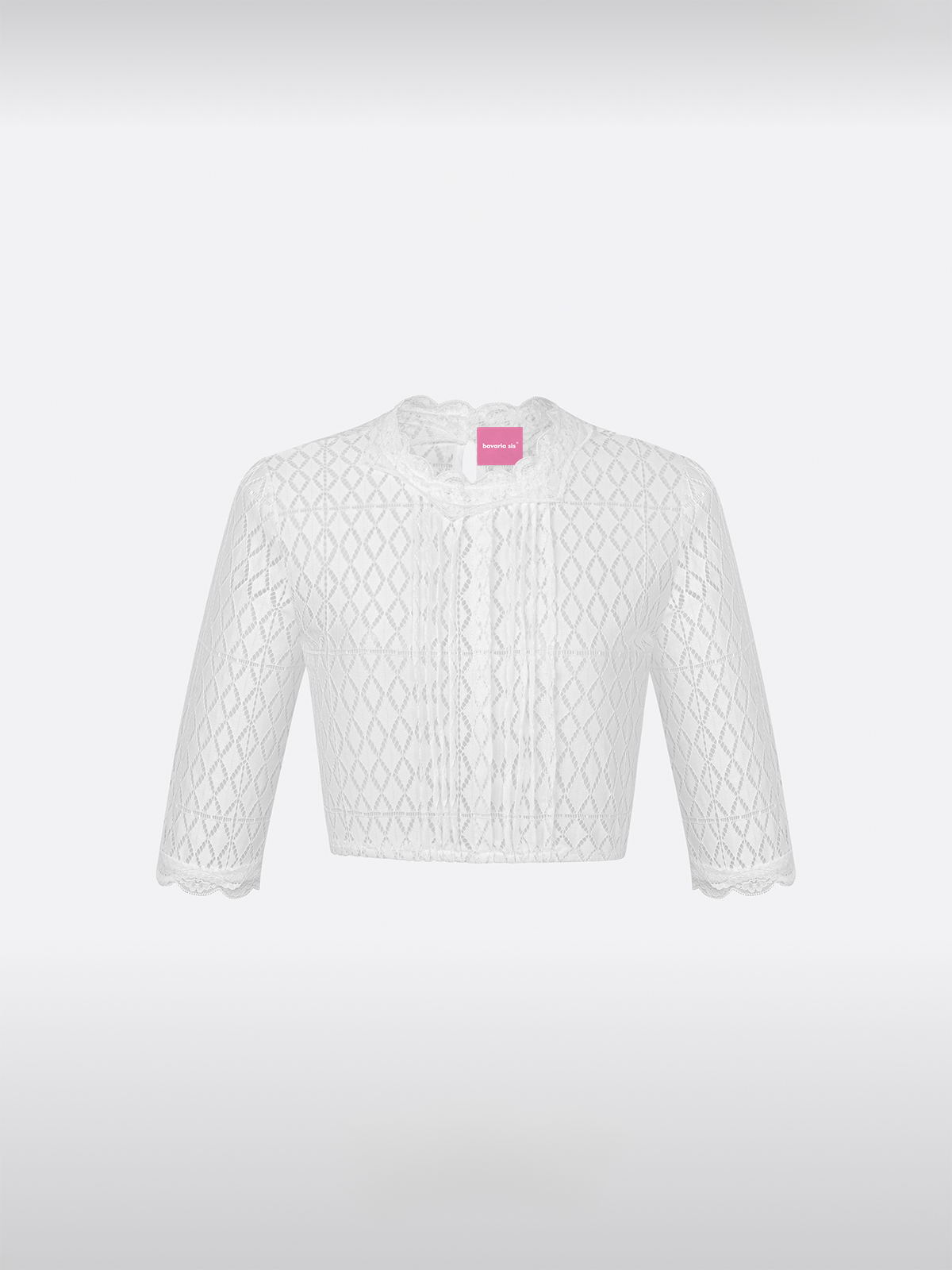 Witte Halve Mouw Hoogsluitende Dirndlblouse