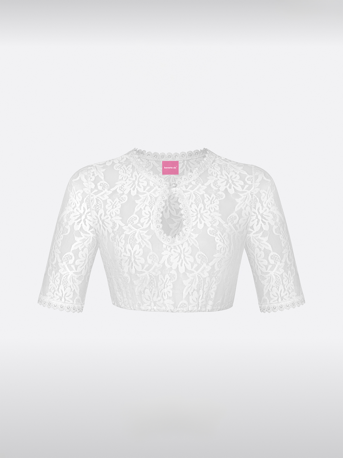 Witte Halve Mouw Dirndlblouse met Uitsnijding