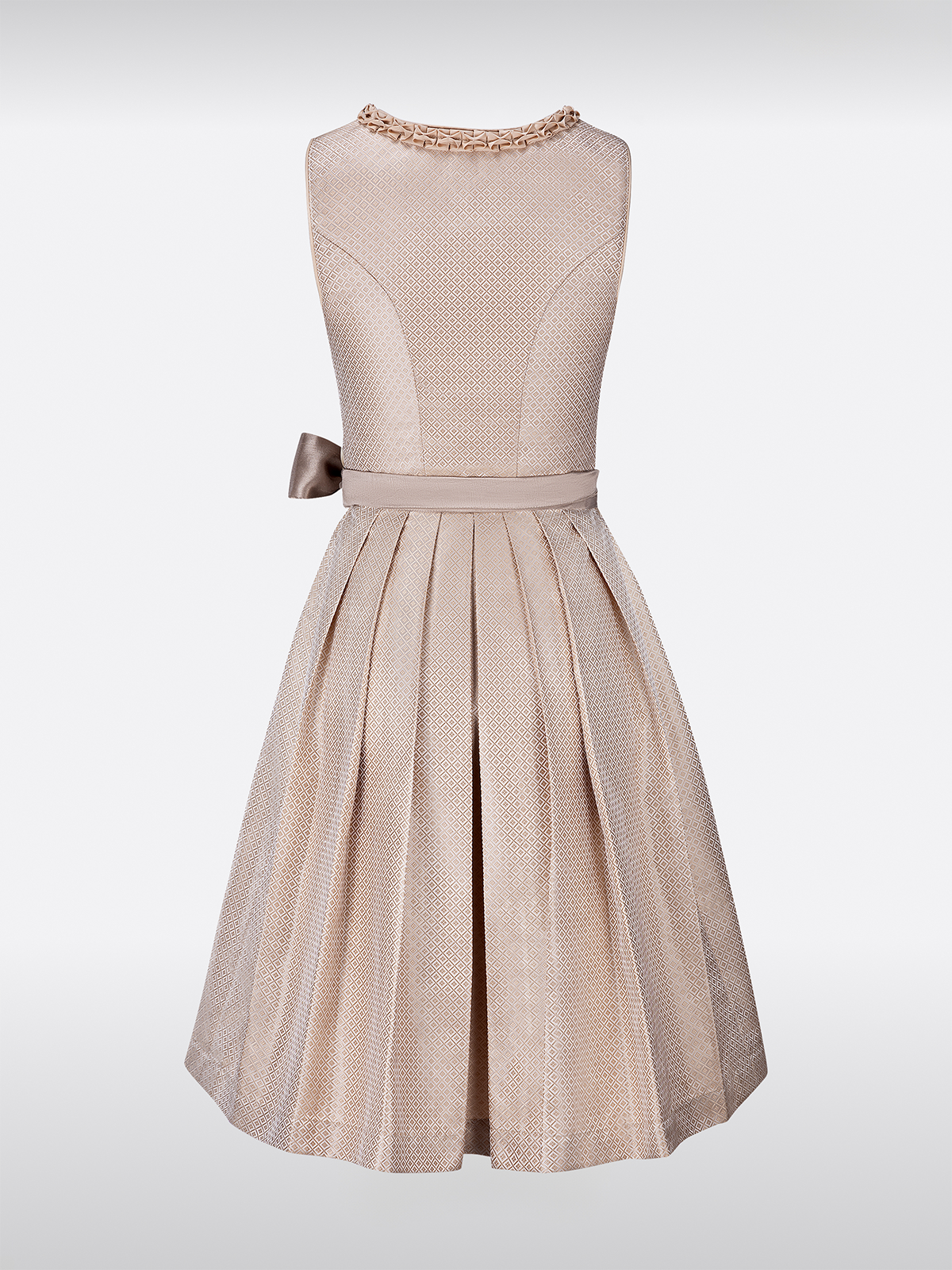 Beige Rechte Halslijn Hart Rimpel Allover Patroon Dirndl