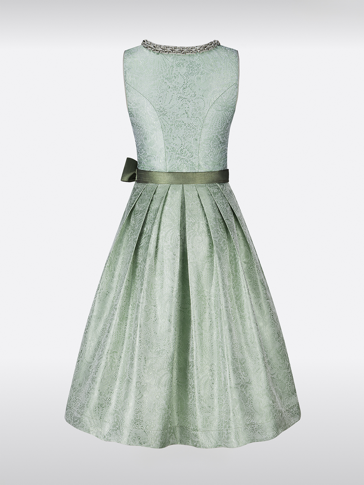 Mintgroene Dirndl met Rechte Uitholling Hartrimpelingen Allover Patroon