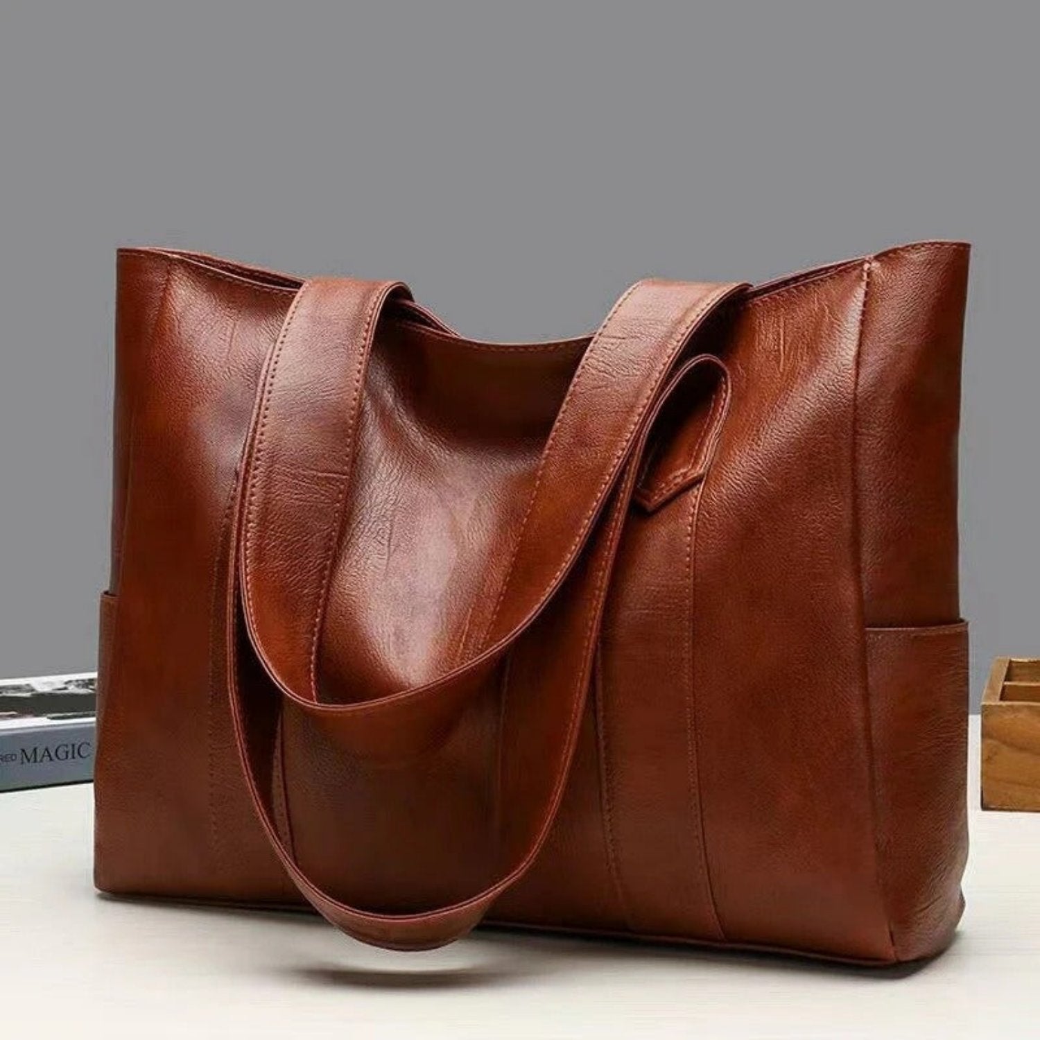 Elegante Vintage Leren Schoudertas - Klassieke Elegantie en Moderne Functionaliteit voor het Dagelijks Leven