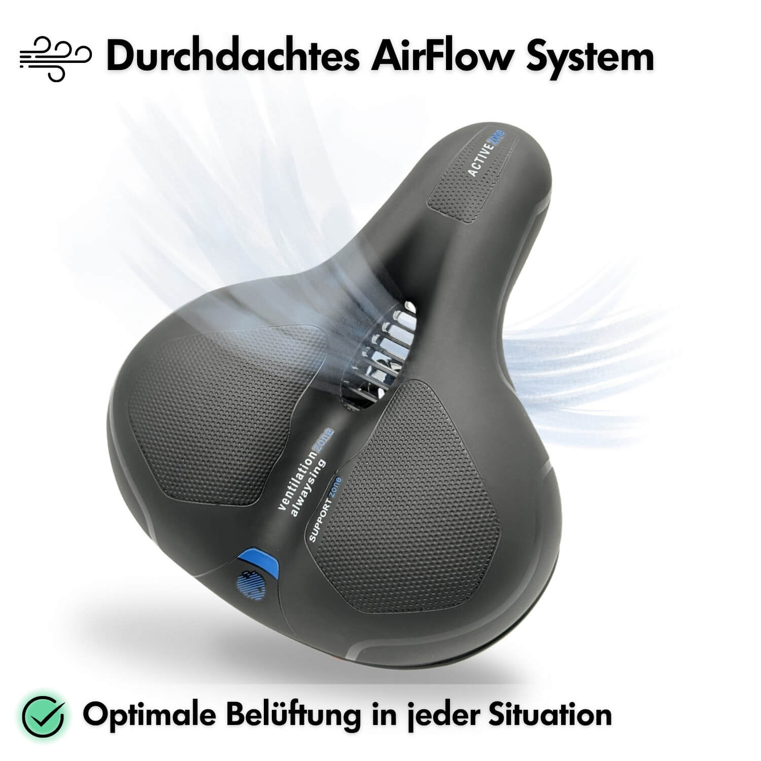 Sandsberg | CloudComfort Pro Fietszadel | Drukverlagende Geheugenfoam | Zwart