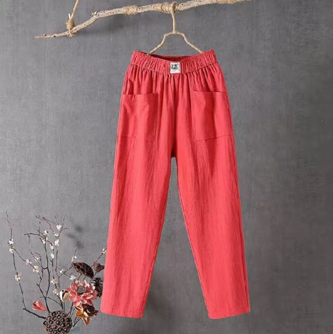 Casual Broek met Elastische Taille en Zakken voor Dames | Ideaal voor Warme Dagen