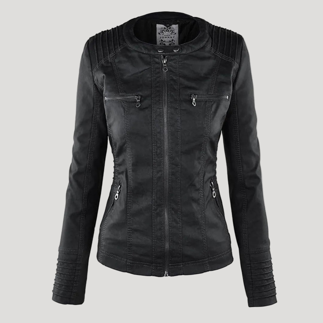 Waterdichte Dames Faux Leren Jas met Capuchon
