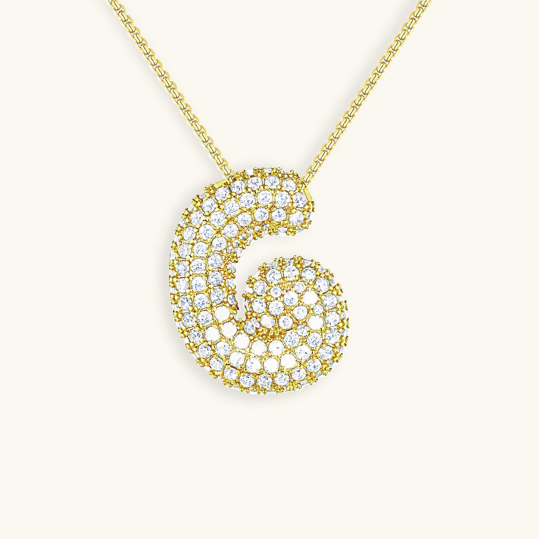 Bubble Initial-Diamant-Halsketting