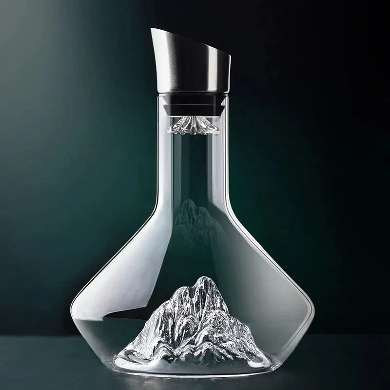 Blei-vrije kristallen karaf met Iceberg-basis – 1500 ml decanteerkaraf voor rode wijn