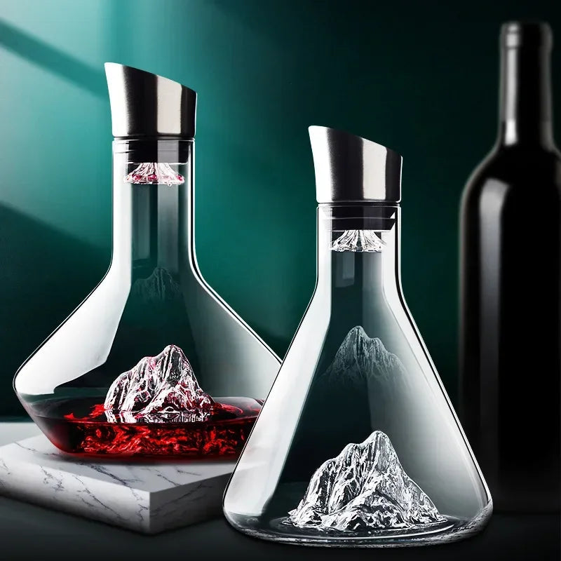 Blei-vrije kristallen karaf met Iceberg-basis – 1500 ml decanteerkaraf voor rode wijn