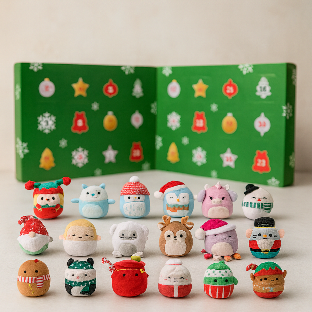 SquishJoy Vakantie Verrassingsset | Feestelijke adventskalender gevuld met knuffelbare Squishmallows!