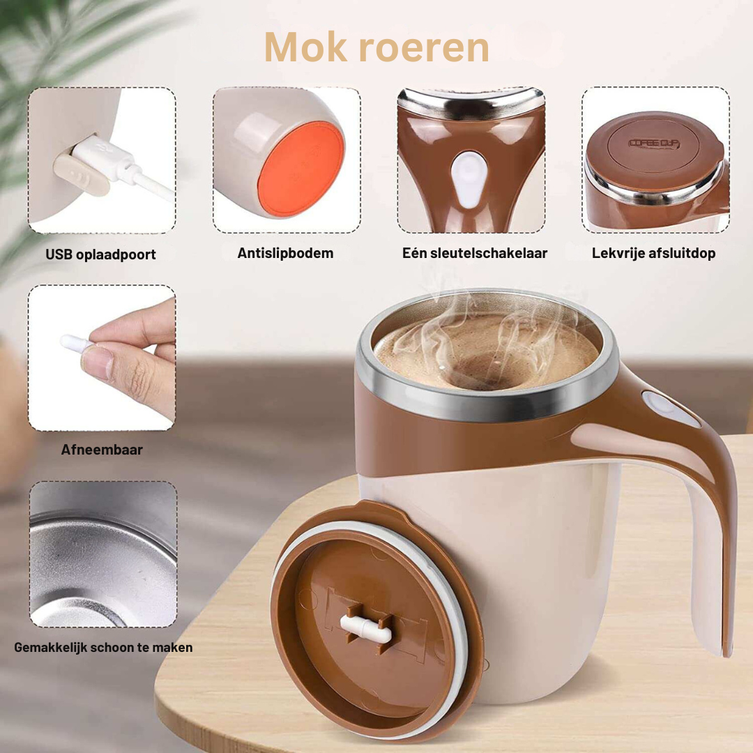 Zelfroerende Reisbeker 380 ml met USB-mixer – Elektrische Koffie- en Eiwitshaker