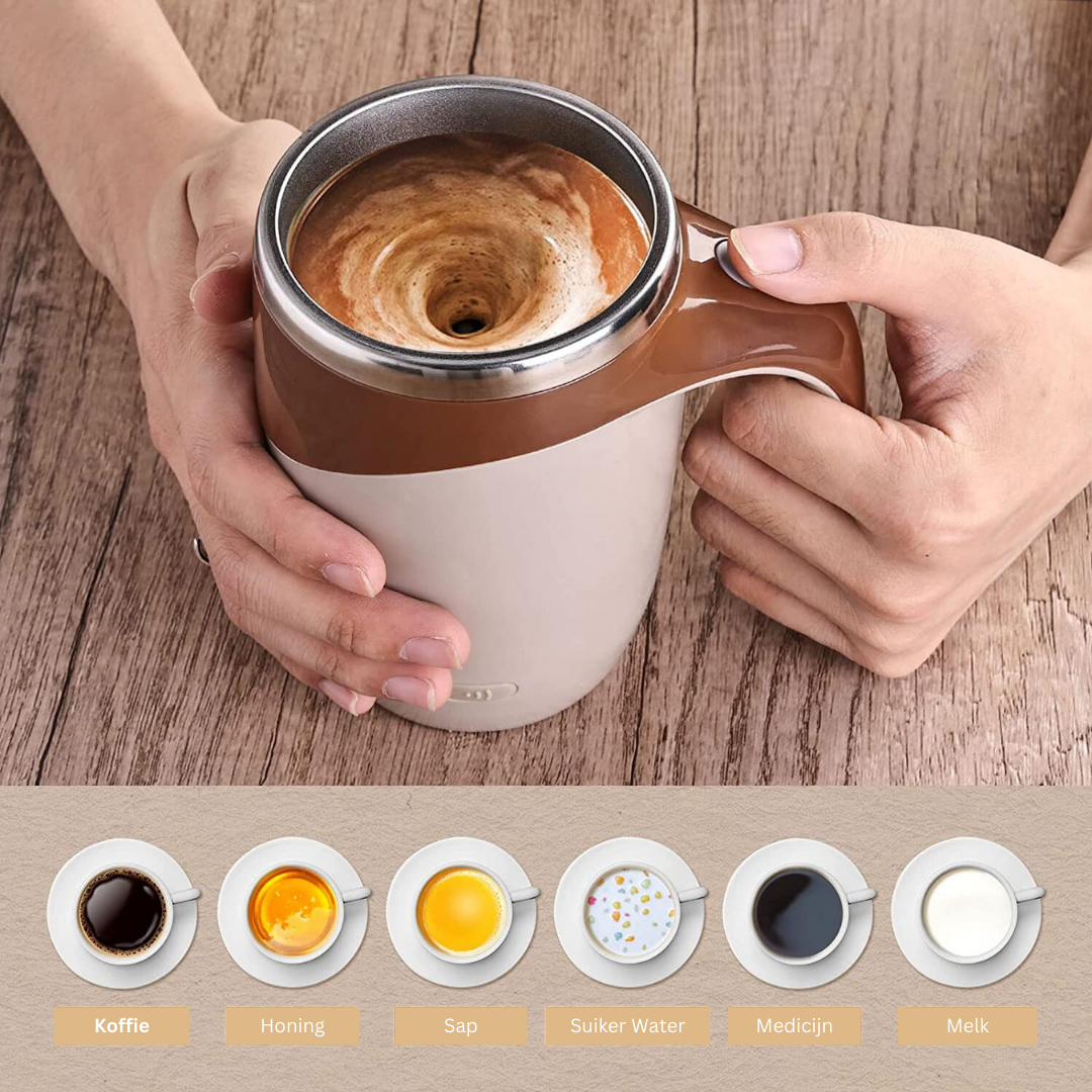 Zelfroerende Reisbeker 380 ml met USB-mixer – Elektrische Koffie- en Eiwitshaker