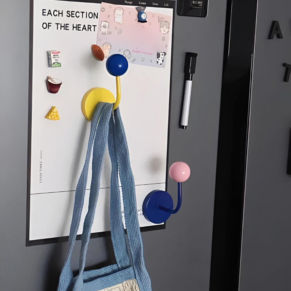 MagneSphere Houten Magnetische Wandhaken – Kleurrijke Opbergoplossing Zonder Boren