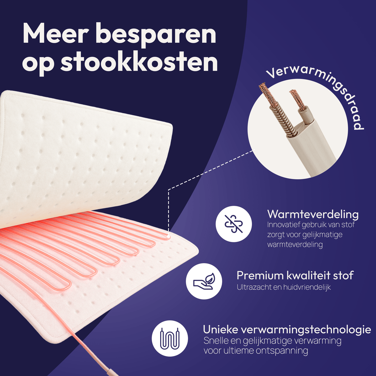 Elektrische onderdeken met voorverwarmfunctie – 190x80 cm
