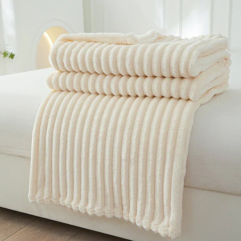 Gestreepte Fleece-Decke van Flanel – Zachte en Pluizige Plaid voor Alle Seizoenen