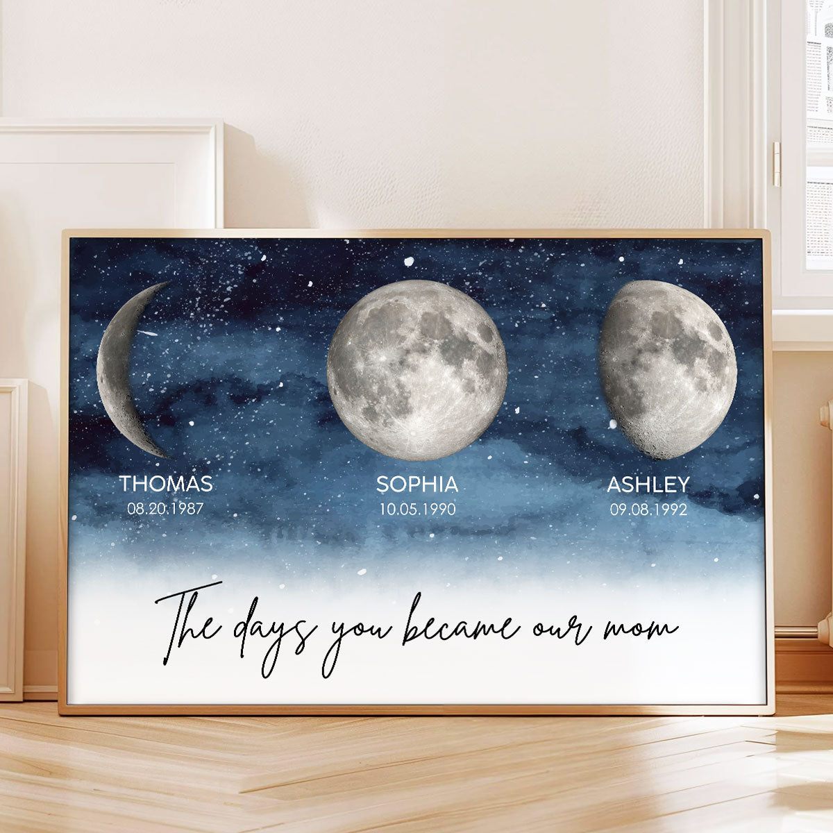 LuxeCelestial Maanfase Poster | Een hartverwarmend aandenken voor elke speciale dag van mama