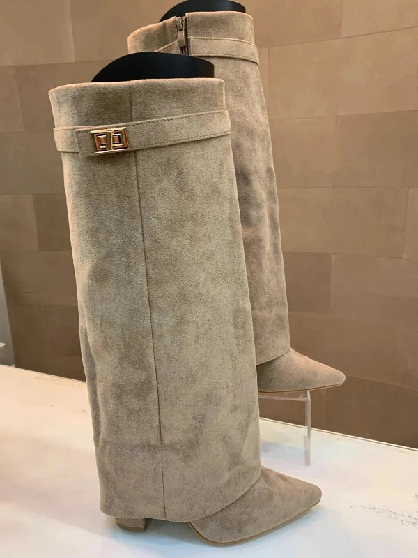 Dames Hakkenlaarzen Elegante PU-leer Blokhak