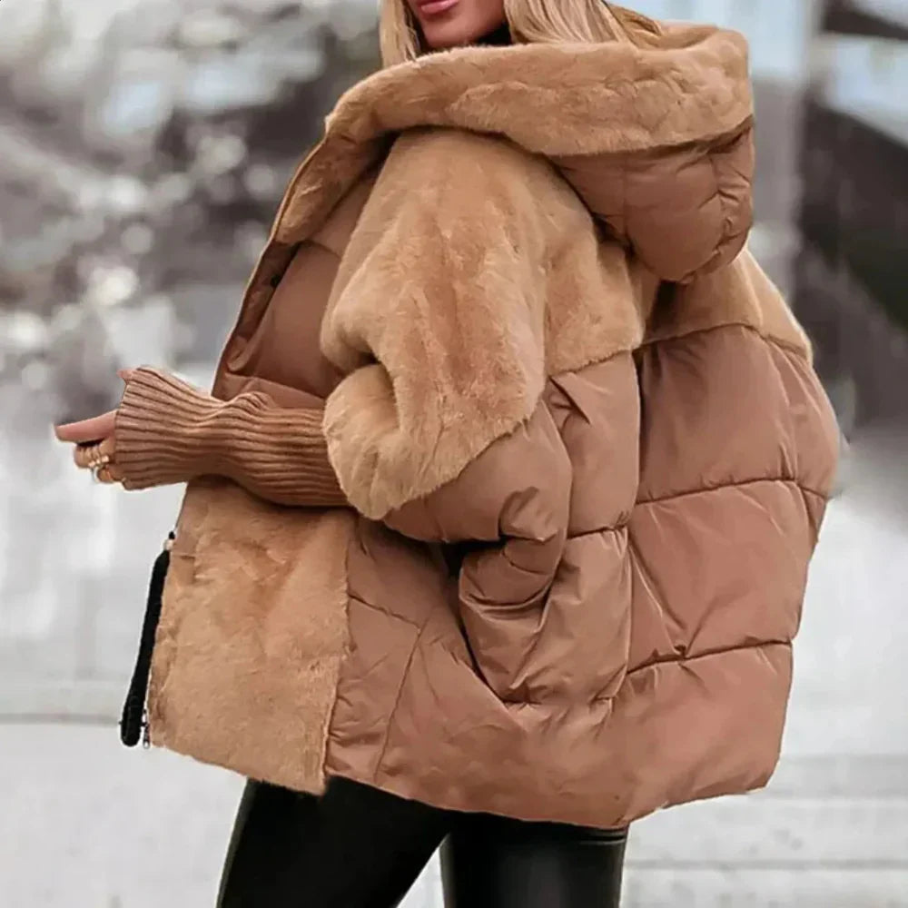 CozyShell Plus Size Dames Pufferjacke – Warme Winterjacke met Capuchon en Dikke Vulling