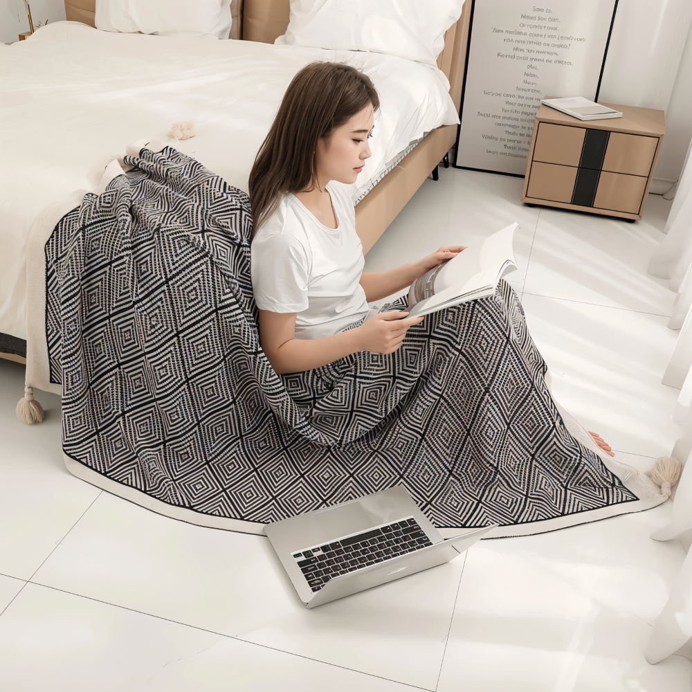 GeoComfort Fleece-Dekens – Zacht, licht polyester met moderne print