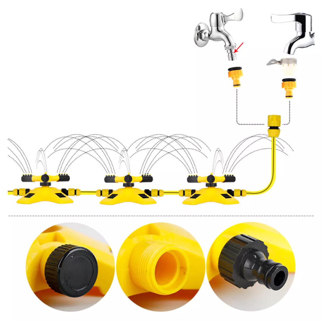 AquaLux 360º Sprinkler Systeem | Automatische irrigatieoplossing met een versterkte 15M slang voor optimale tuinverzorging