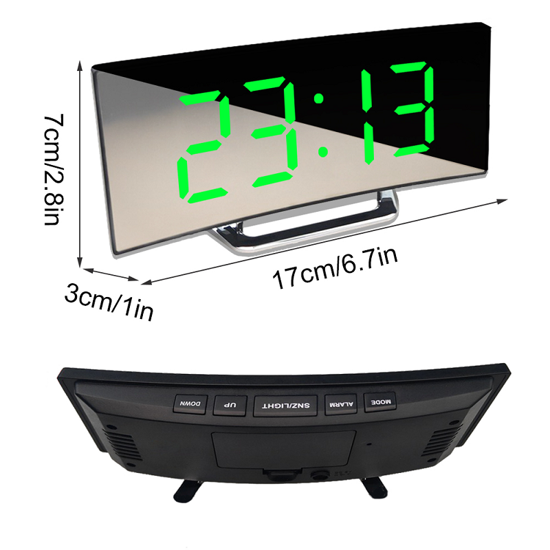 Digitale klok | LED Spiegelwekker | Automatische dimming verblindingsvrij | CurveClock
