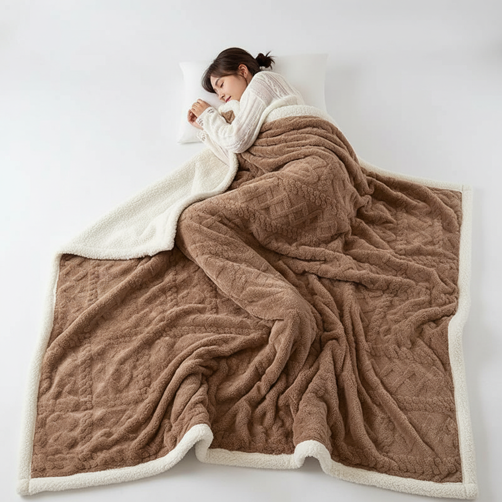 WarmThuis Winterdeken – Luxe Lamswol Fleece Deken met Dubbelzijdig Ontwerp