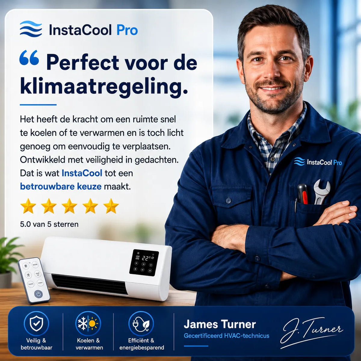Mobiele Airco & Verwarming 2-in-1 – Zonder Installatie, tot 51 m²