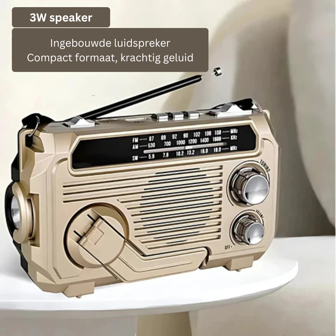 Serein | Noodradio met Powerbank – elegant ontwerp – hoog-fidelity geluid – oplaadbaar