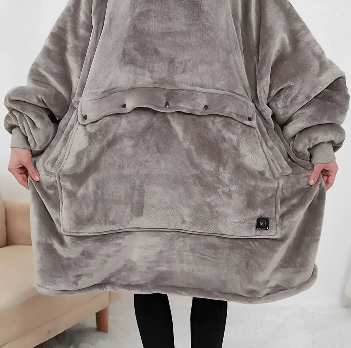 USB Verwarmde Hoodie Deken – Zachte Elektrische Draagdeken voor Gezellig Thuiscomfort