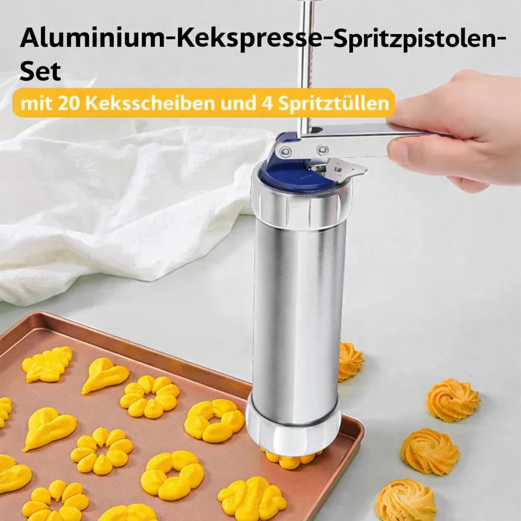 RVS Koekjespers 20 Vormen en 4 Spuitmonden voor Perfecte Gelijkmatige Koekjes