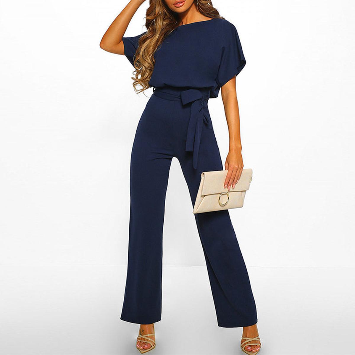Viola | Dames Casual Korte Mouwen Jumpsuit met Ceintuur