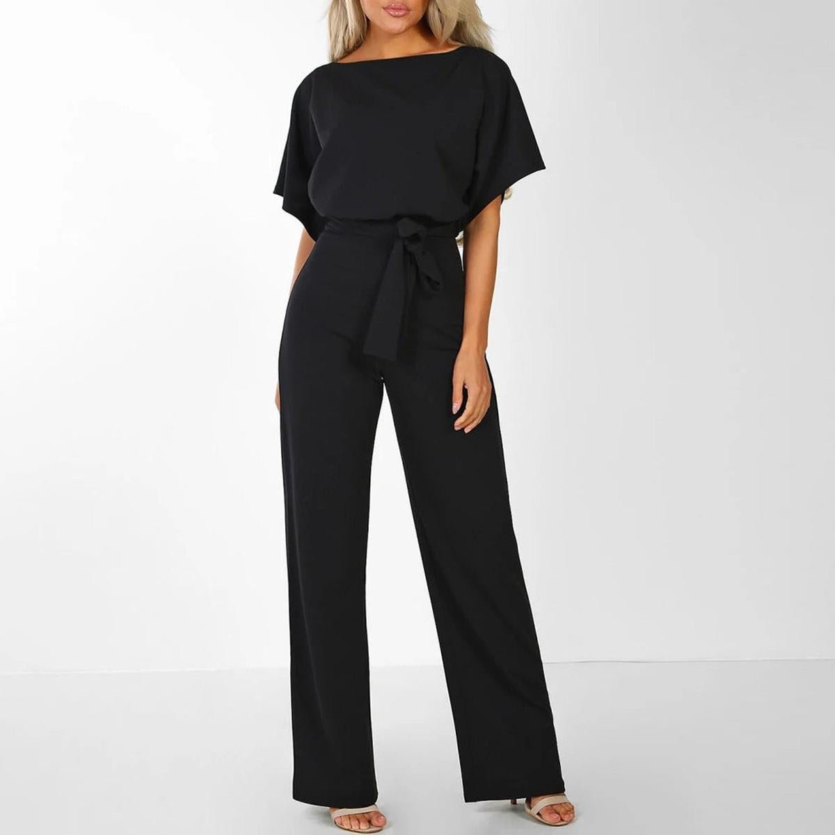 Viola | Dames Casual Korte Mouwen Jumpsuit met Ceintuur