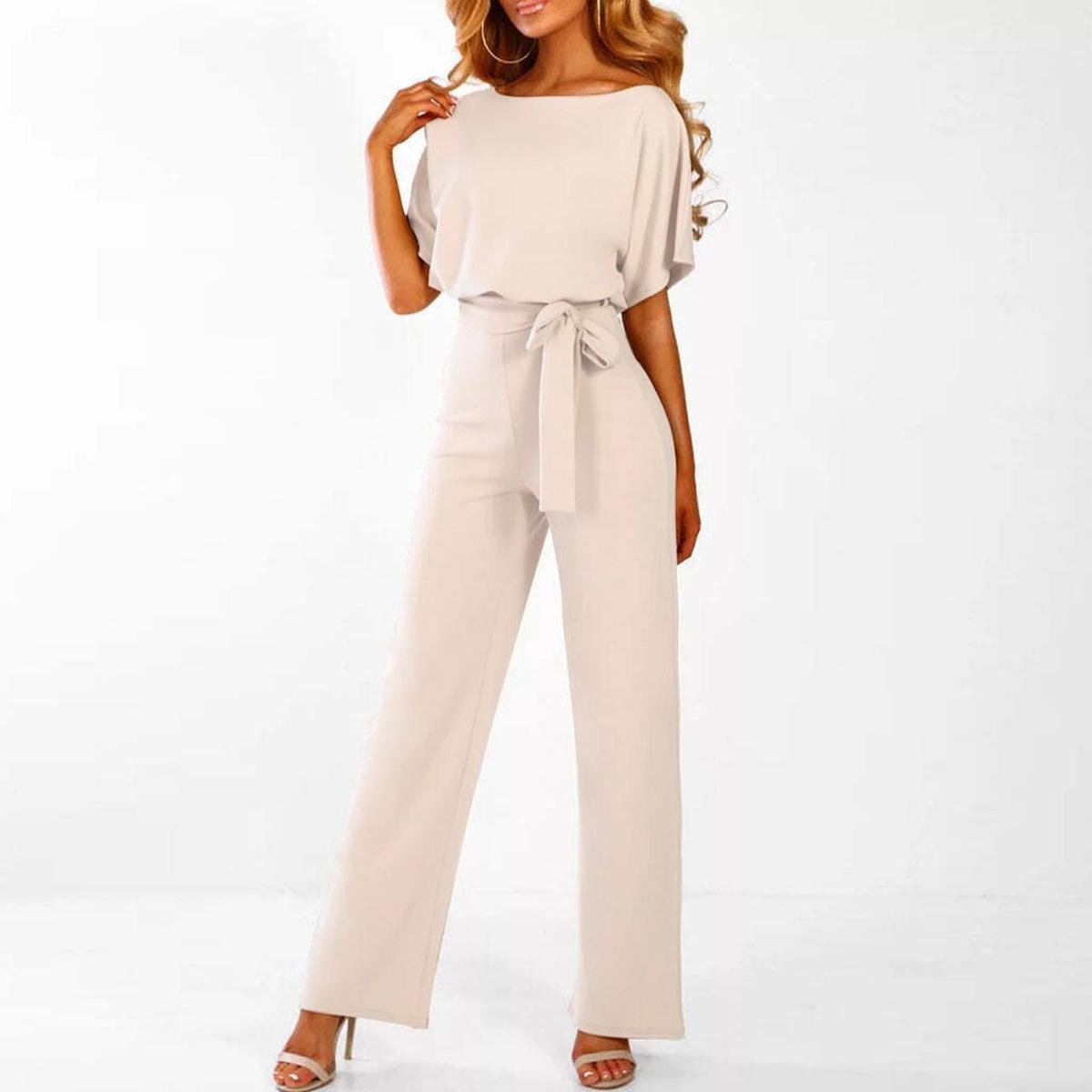Viola | Dames Casual Korte Mouwen Jumpsuit met Ceintuur