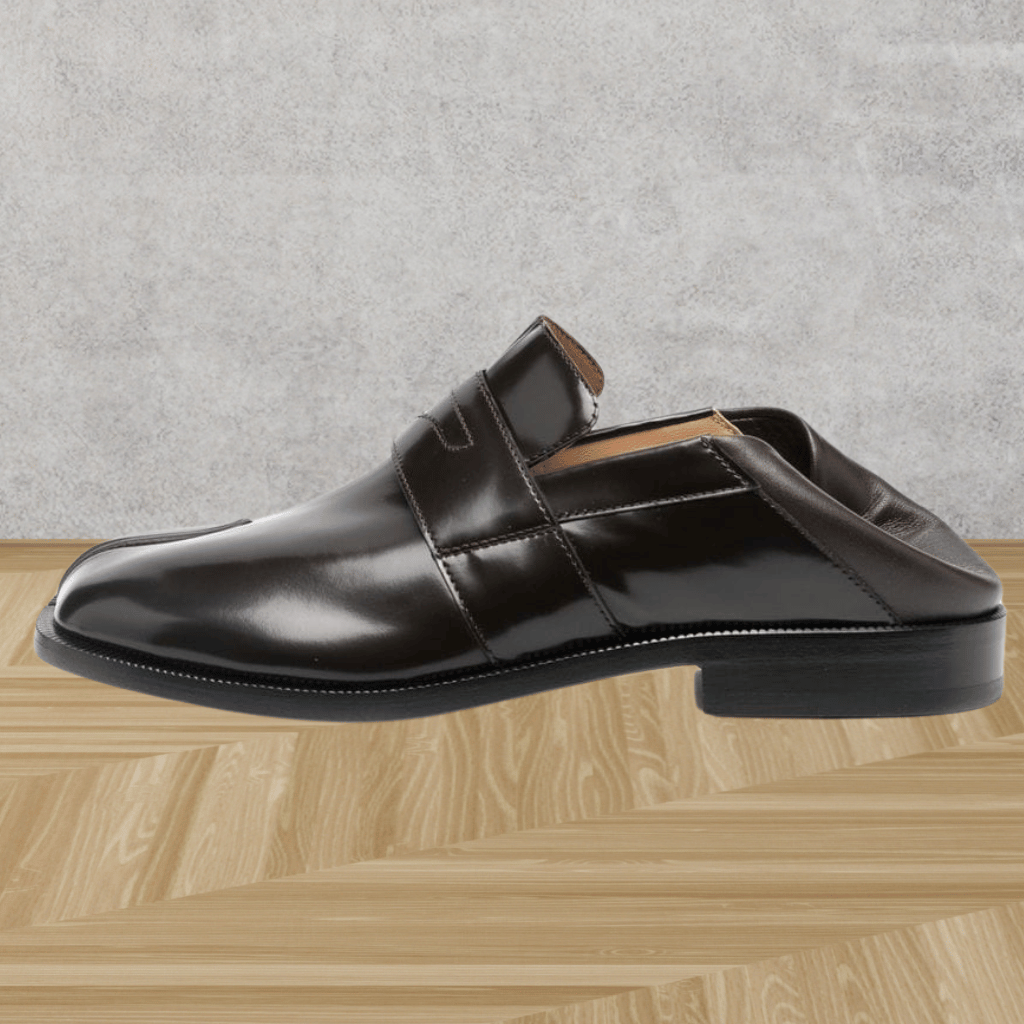 Elegante heren schoenen met gespleten tenen en dikke zool