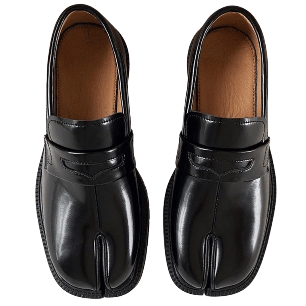 Elegante heren schoenen met gespleten tenen en dikke zool