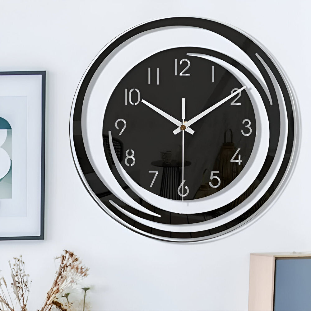 Sorana - Moderne Zwarte Acryl Wandklok In Scandinavisch Design 30 cm