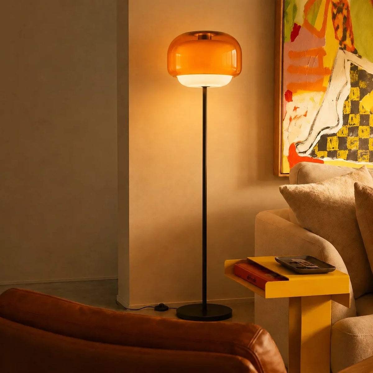 Moderne Glazen Vloerlamp – Elegante Designlamp met Sfeerverlichting