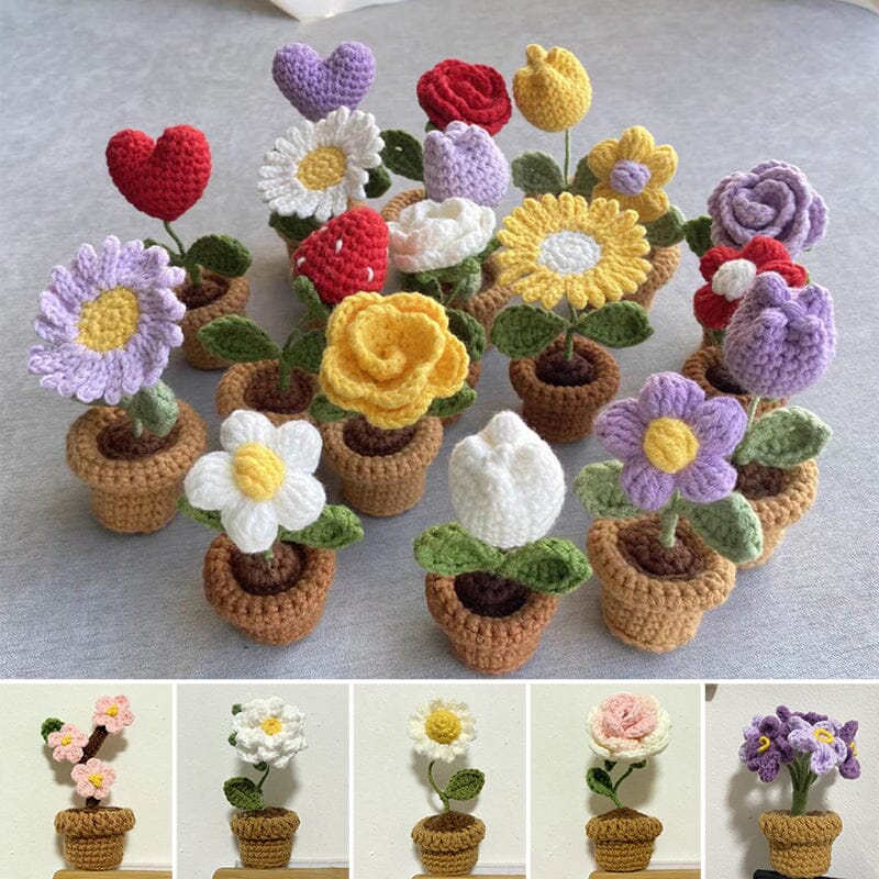 Handgemaakte gebreide bloemen