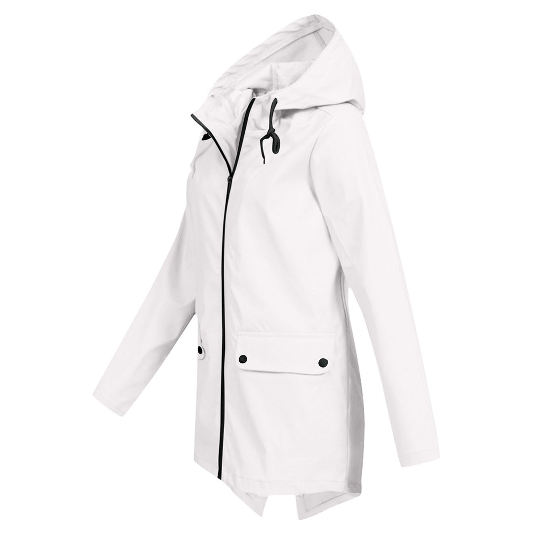 Lange Dames Regenjas met Capuchon – Waterdichte Jas voor Regenachtig Weer