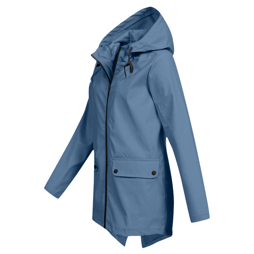 Lange Dames Regenjas met Capuchon – Waterdichte Jas voor Regenachtig Weer