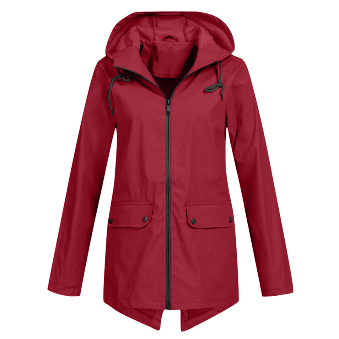 Lange Dames Regenjas met Capuchon – Waterdichte Jas voor Regenachtig Weer