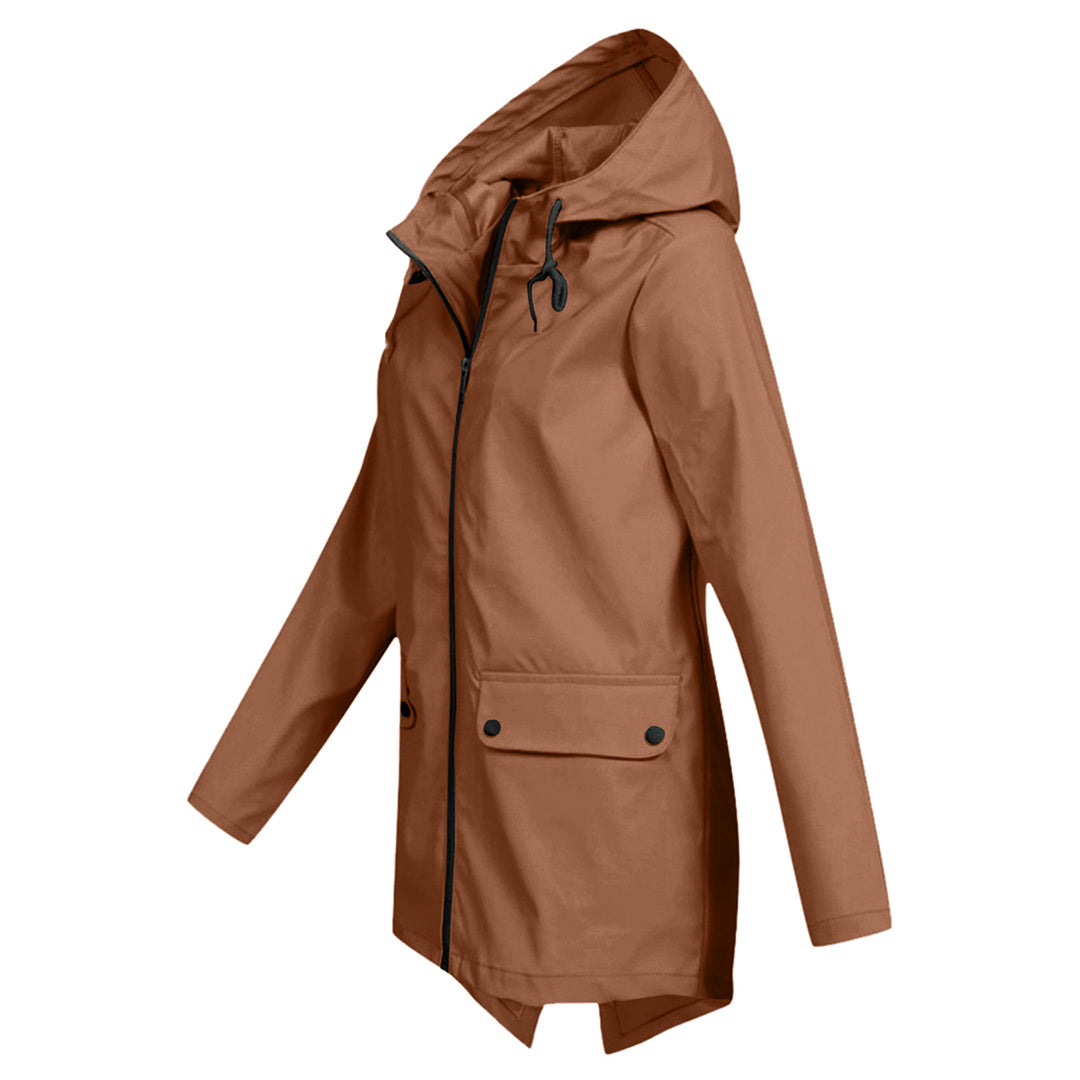 Lange Dames Regenjas met Capuchon – Waterdichte Jas voor Regenachtig Weer