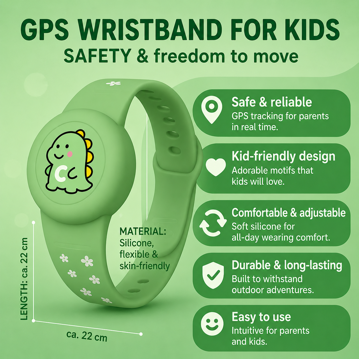 GPS | Kinderarmband | Locatietracking | Verstelbaar Silikonarmband | KidLoca