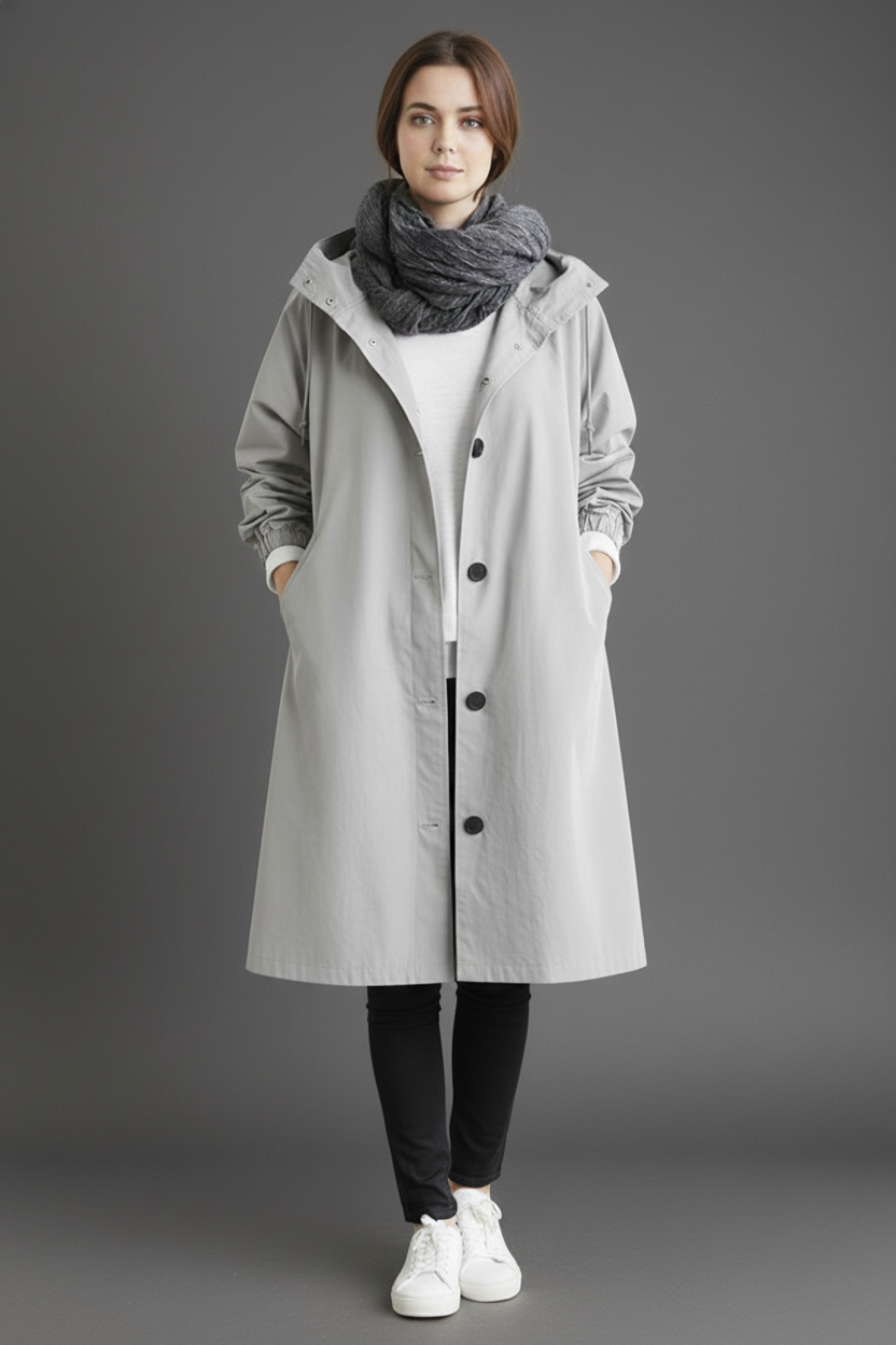 Wind- en waterdichte trenchcoat voor vrouwen – Met capuchon voor herfst en winter