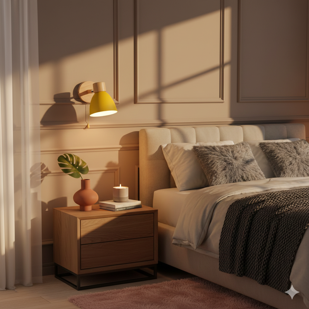 Modern Minimalistische Houten Conus LED Wandlamp | 1-Lamp