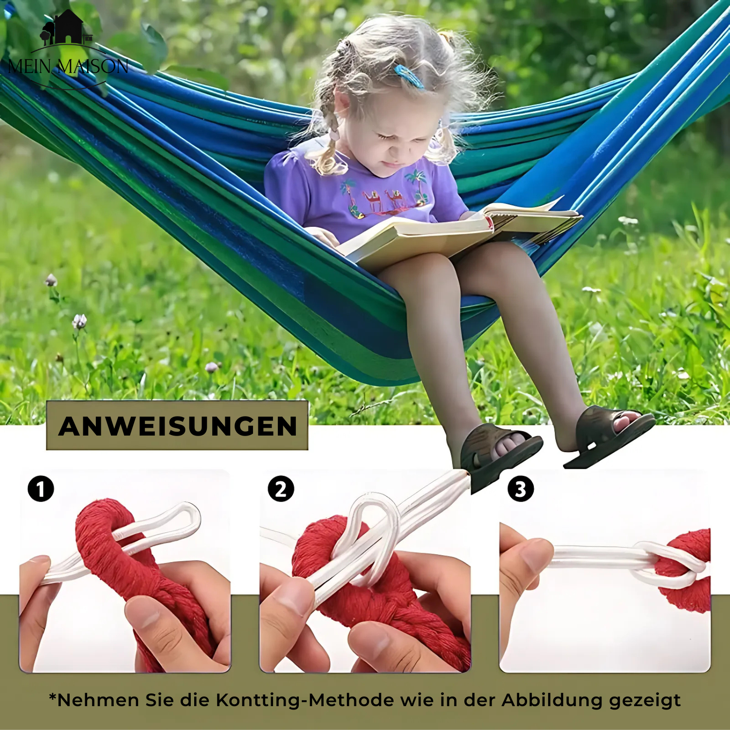RelaxoLounge Hangmat Van Duurzaam Canvas Met Antislipontwerp, Draagvermogen 200 kg
